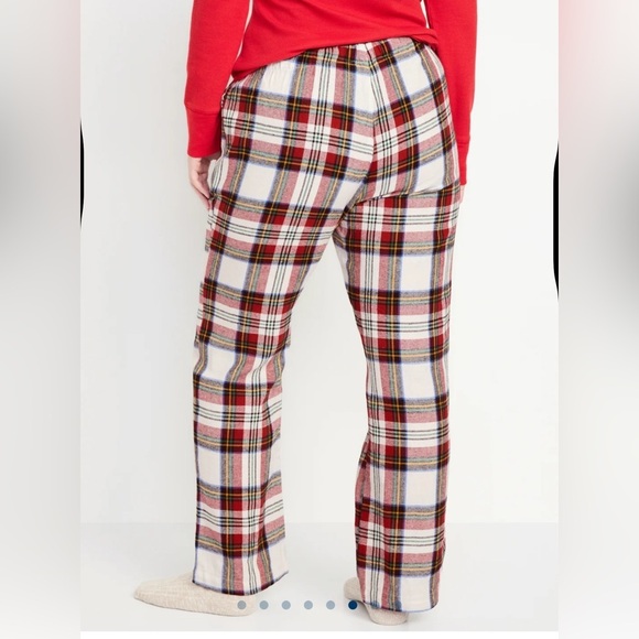 Old Navy Mid rise flannel sleep pants plaid lounge plus size 3X NWT white tartan - Picture 2 of 3